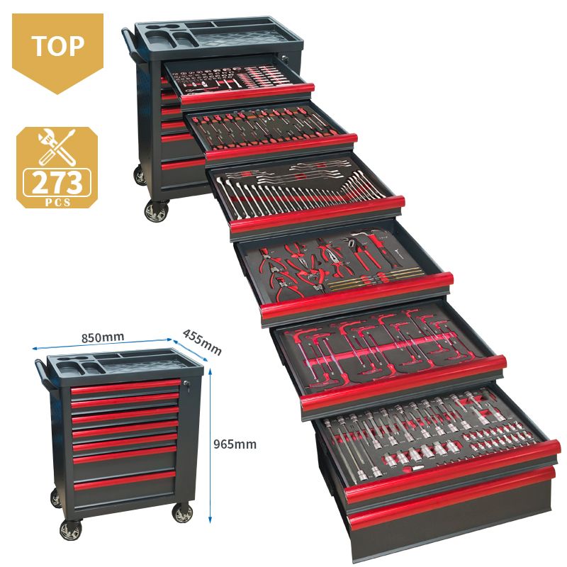 Tools In Mechanic Workshop - Wózek narzędziowy z 7 szufladami i
