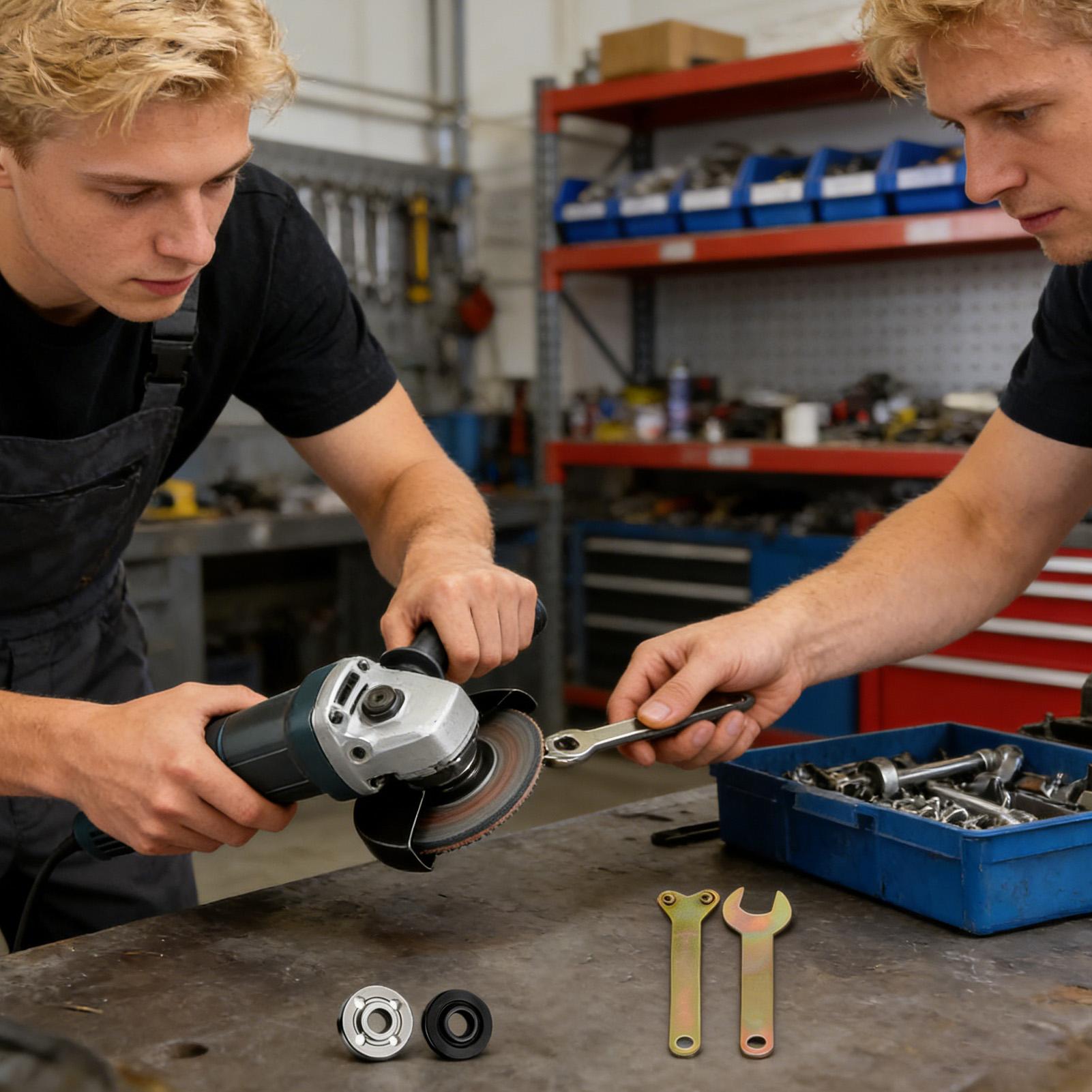 Power Tools In Workshop - Zestaw nakrętek do szlifierki kątowej, wiertarki