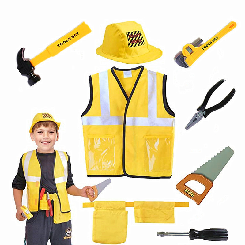 Tools Workshop For Kids - Kostium kamizelki budowniczej dla malucha, 5-częściowy
