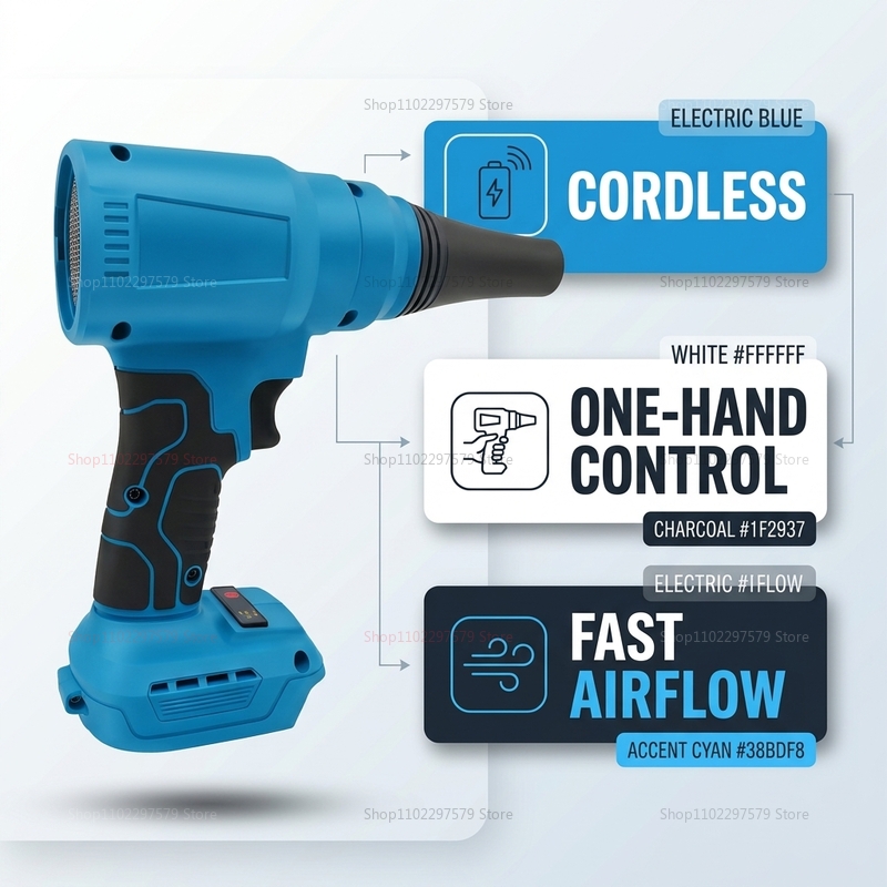Power Tools In Workshop - 18V Bezszczotkowy Akumulatorowy Dmuchawa Elektryczna Odkurzacz